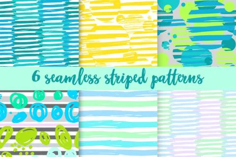 Set of 6 seamless patterns for striped fabric Stock Illustration