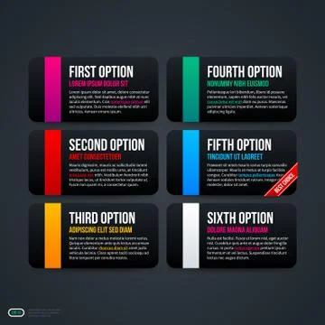 Set of 6 simple horizontal options for web. EPS 10 Stock Illustration