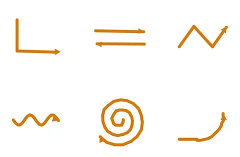 Set Of 6 Sketchy Arrow Elements, flat design element set イラスト素材