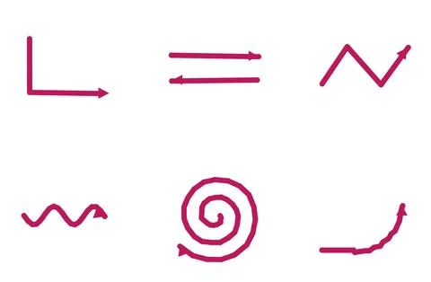 Set Of 6 Sketchy Arrow Elements, flat design element set イラスト素材