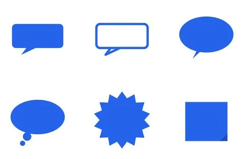 Set Of 6 Speech Bubble Callout Labels, flat design element set Stock Illustration