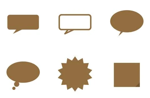 Set Of 6 Speech Bubble Callout Labels, flat design element set Stock Illustration
