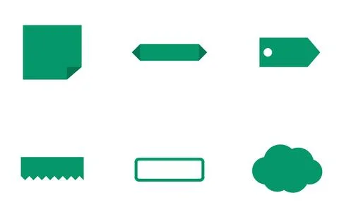 Set Of 6 Sticky Note And Label Callouts, flat design element set Illustration