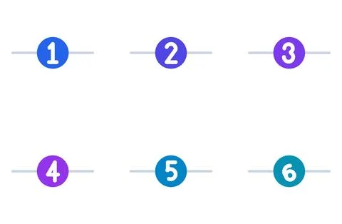 Set Of 6 Timeline Milestone Markers, flat design element set Stock Illustration