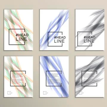 Set 6 vector abstract color wave design template Stock Illustration