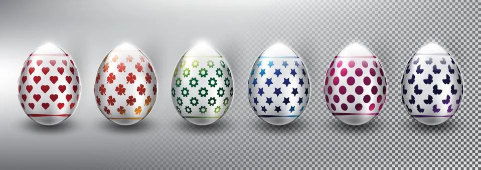 Set of 6 vector Easter Eggs. Ilustración de archivo