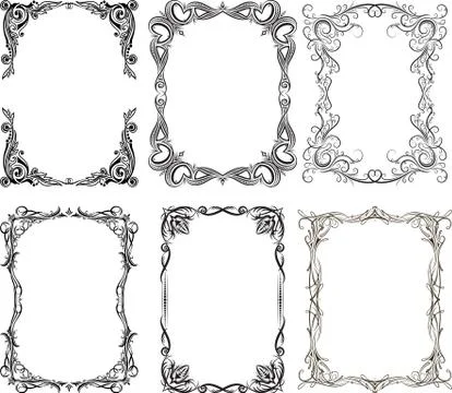Set of 6 vector frames Stock Illustration