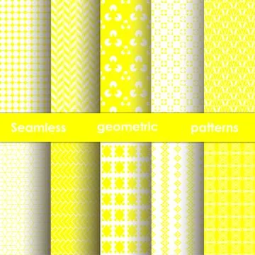 Set of 6 yellow seamless patterns Stock Illustration