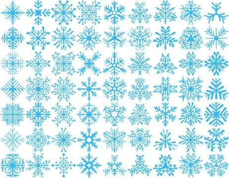 Set of 63 vector snowflakes Illustrazione stock