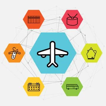 Set Of 7 black simple editable icons such as Discount tag on shopping, Calend Stock Illustration