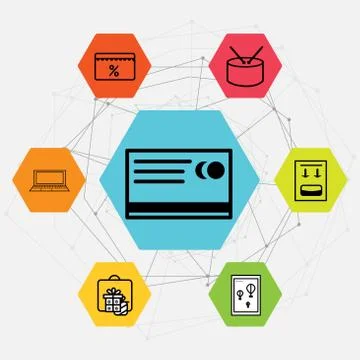 Set Of 7 black simple editable icons such as Laptop, Gift, present, Wall post Ilustración de archivo