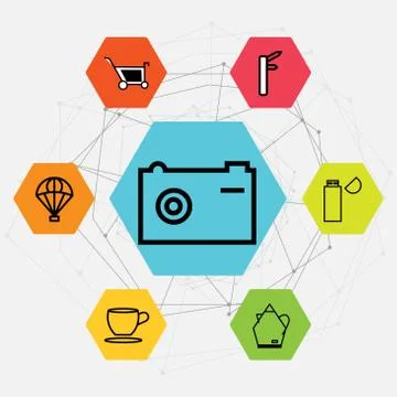 Set Of 7 black simple editable icons such as Delivery service, Tea or coffee  Stock Illustration