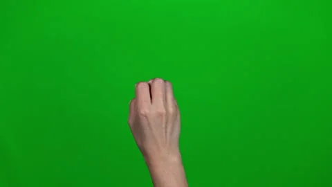 Set of 7 different full hand swipe grab zoom gestures on greenscreen womans hand Stock Footage 147724960