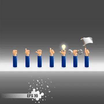 Set of 7 hand gestures Stock Illustration