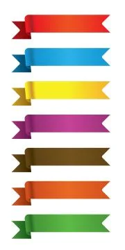 Set Of 7 Multicolor Ribbons And Banners For Web Design Illustrazione stock