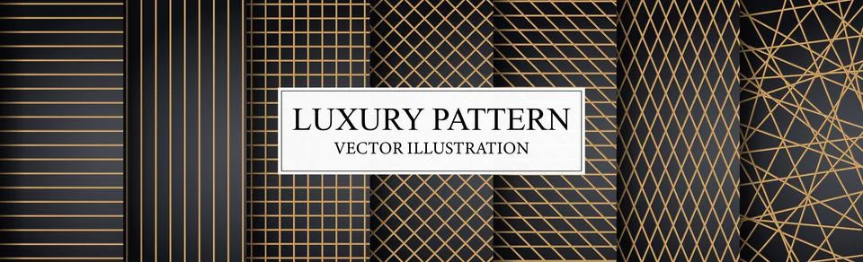 Set of 7 Piece Luxury Pattern Backgrounds - Vector Stock Illustration