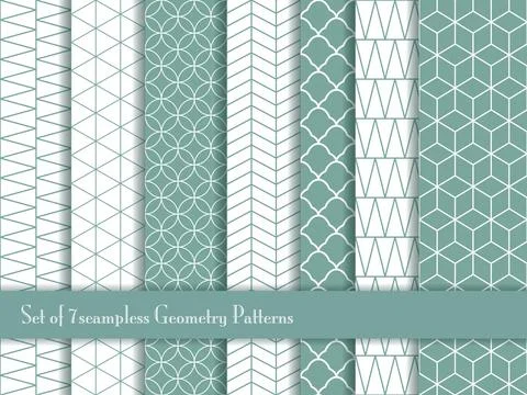 Set of 7 seamless Geometry Patterns Stock Illustration