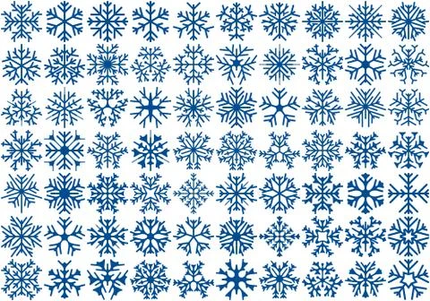 Set of 70 vector snowflakes Stock Illustration