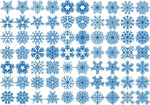 Set of 70 vector snowflakes Stock Illustration