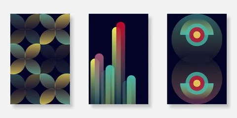 Set of 70s gradient poster design background 스톡 일러스트