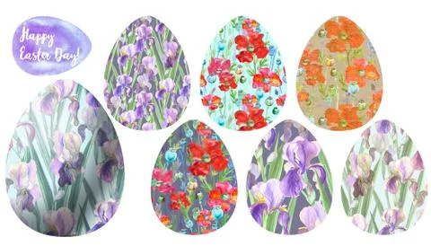 Set of 8 decorative Easter eggs Stock Illustration