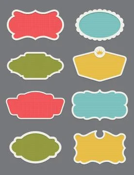 Set of 8 frame or label design elements Stock Illustration