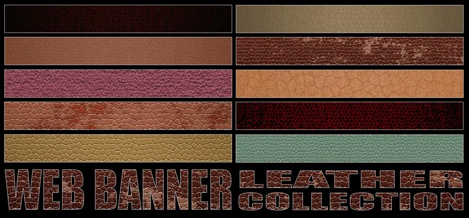 Set 8. full web banner leather collection. Stock Illustration
