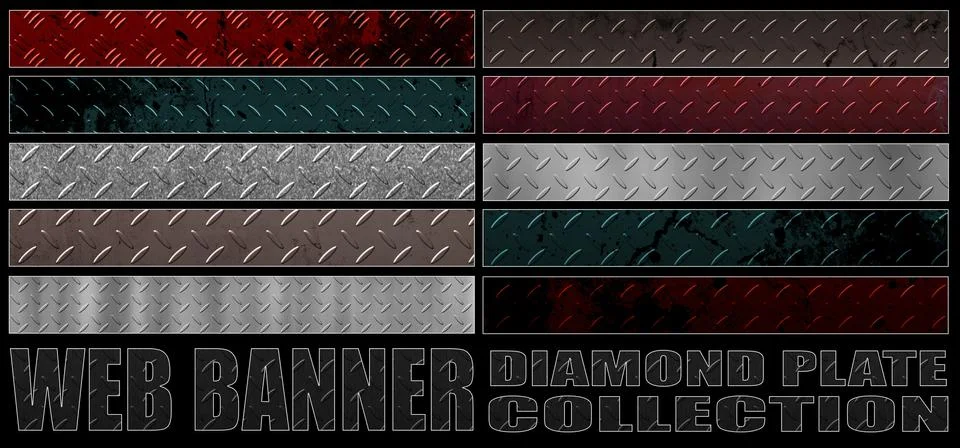 Set 8. full web banner diamond metal plate collection. Stock Illustration