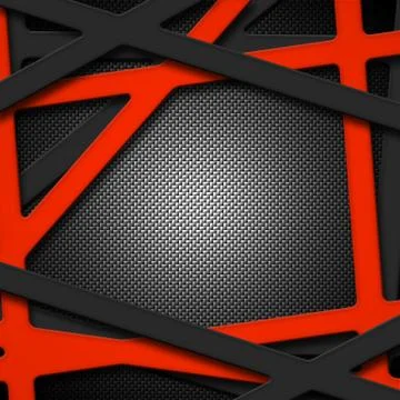 Set 8. gray and orange frame on black carbon fiber. Stock Illustration