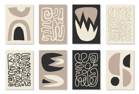 Set of 8 Matisse inspired wall art posters, brochure, flyer templates Stock Illustration