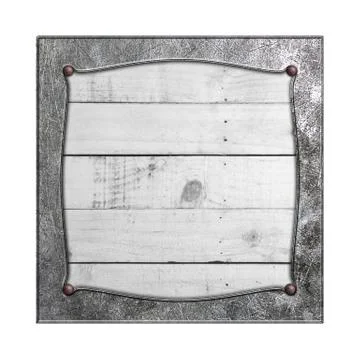 Set 8. metal frame on white rustic wood. Stock Illustration