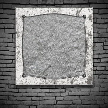Set 8. old metal frame on brick wall. Stock Illustration