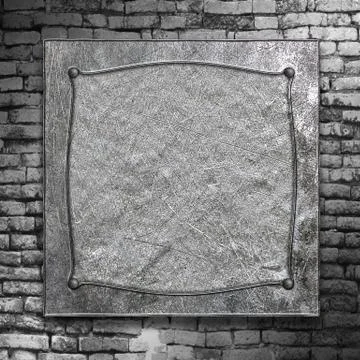 Set 8. old metal frame on brick wall. Stock Illustration