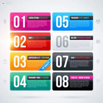 Set of 8 rectangle banners on white background. EPS10 Stock Illustration