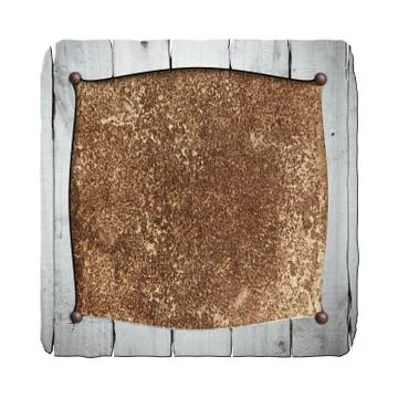 Set 8. rustic wood frame on rusty metal plate. Stock Illustration