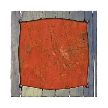 Set 8. rustic wood frame on rusty metal plate. Stock Illustration