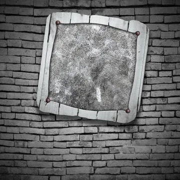 Set 8. rustic wood frame on brick wall. Stock Illustration
