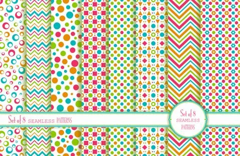 Set of 8 Seamless background Stock Illustration