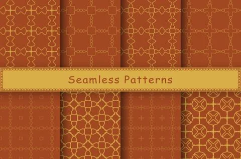 Set of 8 seamless patterns in ethnic style Stock Illustration