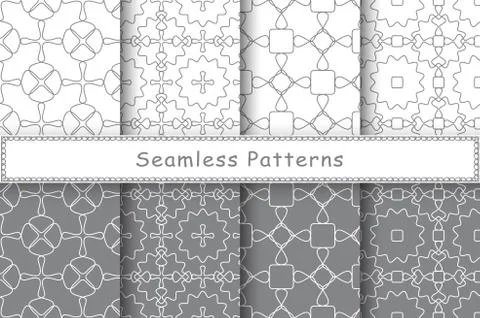 Set of 8 seamless patterns in ethnic style Stock Illustration