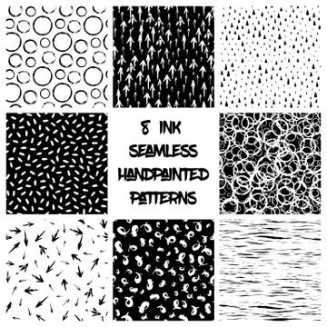 Set of 8 seamless patterns Illustrazione stock