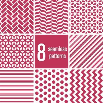 Set of 8 seamless vector geometric repeat patterns Stock Illustration