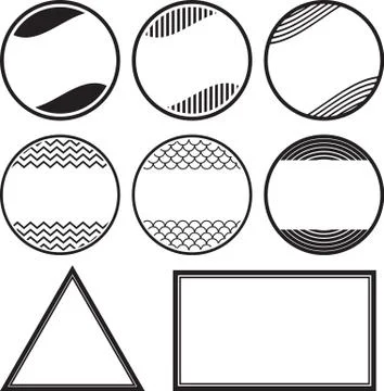Set of 8 solid style rubber stamps templates Stock Illustration