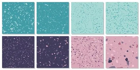 Set of 8 Terrazzo seamless patterns stock illustration. Marble vector backg.. Stock Illustration