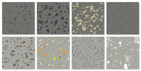 Set of 8 Terrazzo Vector Seamless Pattern, Stone Flooring, Texture Backgrou.. Stock Illustration