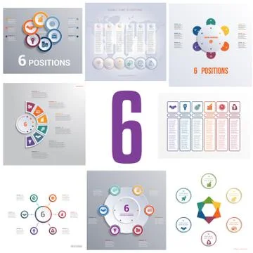 Set 8 universal templates elements Infographics conceptual cyclic processes f Stock Illustration