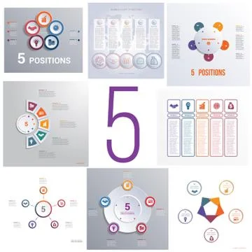 Set 8 universal templates elements Infographics conceptual cyclic processes f Stockillustratie