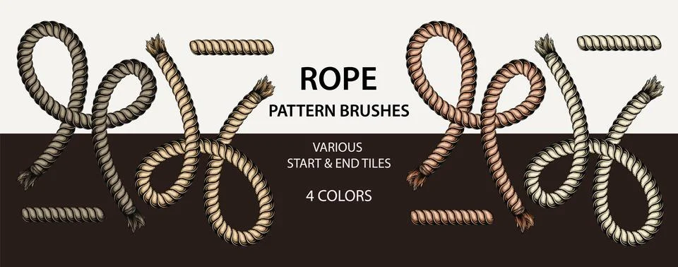 Set of 8 vector rope pattern brushes Illustrazione stock