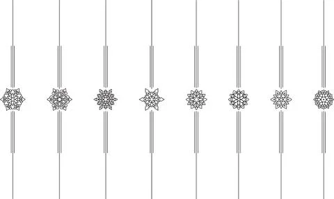 Set of 8 vertical vector mono line style text dividers, decorative elements f Stock Illustration