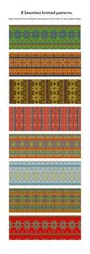 Set of 8 Winter Holiday Seamless Knitted Patterns Illustrazione stock